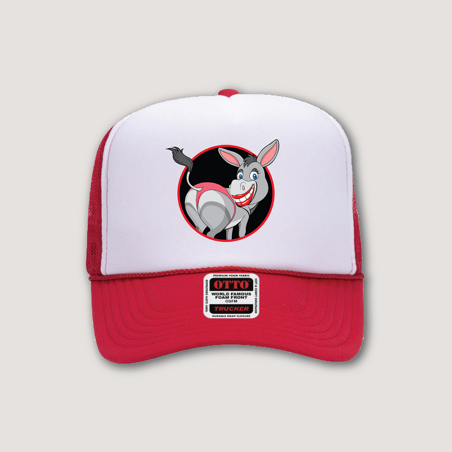 Wise Ass Donkey Hat – Red & White Trucker